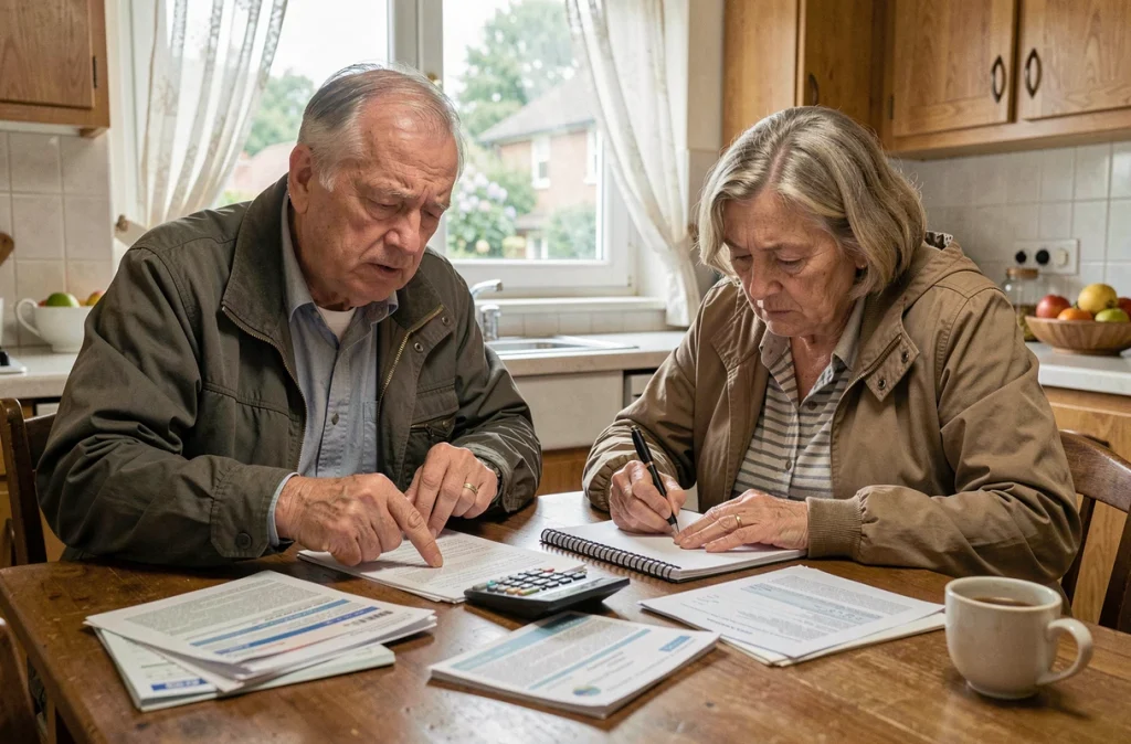 Couple de retraités analysant leur budget face à la hausse des prix