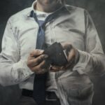 Jobless businessman with empty wallet